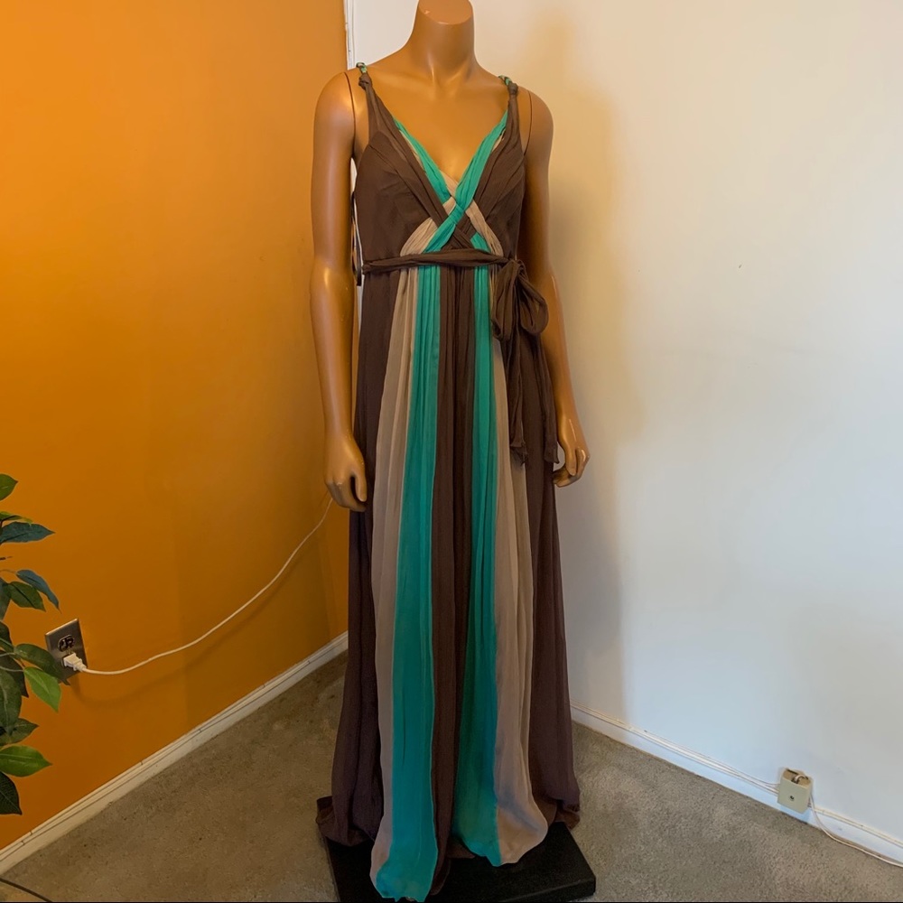 BCBG brown and green maxi dress
